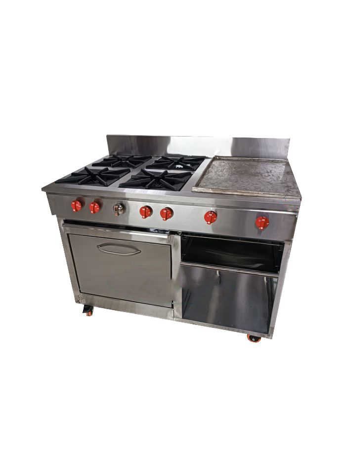 cocina 4 hornillas con plancha y horno gratinador - Magoo Import